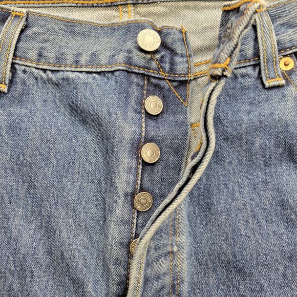 Levi’s 501 Original Fit Men’s 40x34 Blue Denim Button Fly Classic Jeans Preowned - Picture 7 of 9